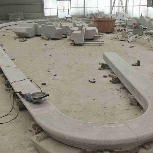 铁岭 芝麻白花岗岩弧形花坛石，坐凳石