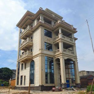 铁岭 黄金麻花岗岩石材别墅外墙干挂搭配（雕花栏杆花瓶柱门楼罗马柱）