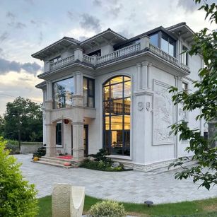 铁岭 白麻花岗岩私人别墅干挂石材豪华定制