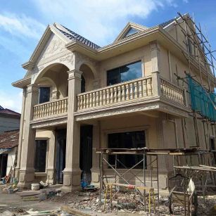 铁岭 黄金麻花岗岩石材私人别墅雕花门楼柱阳台栏杆