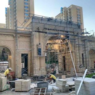 铁岭 黄金麻荔枝面花岗岩小区门楼外墙干挂