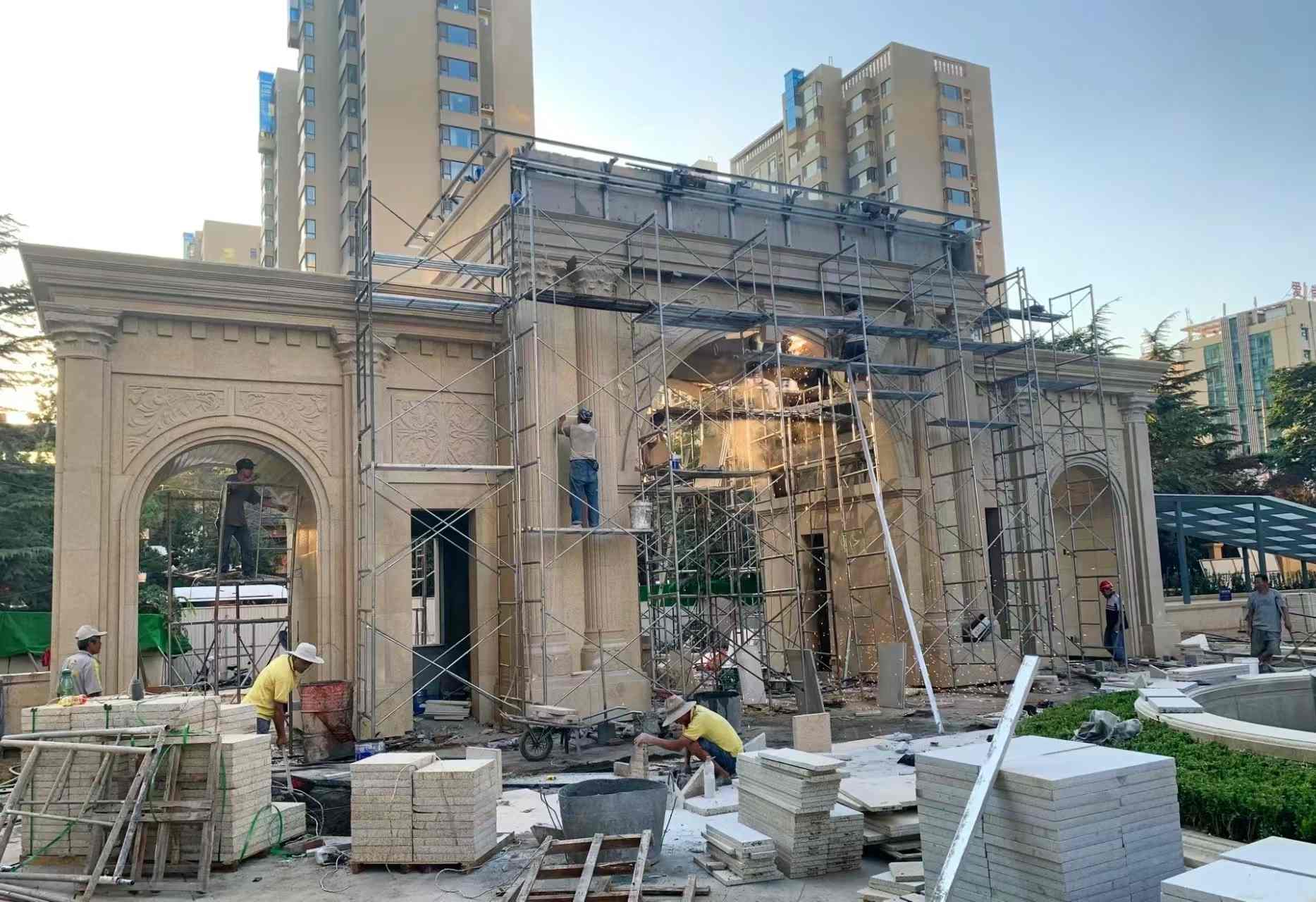 铁岭 黄金麻荔枝面花岗岩小区门楼外墙干挂