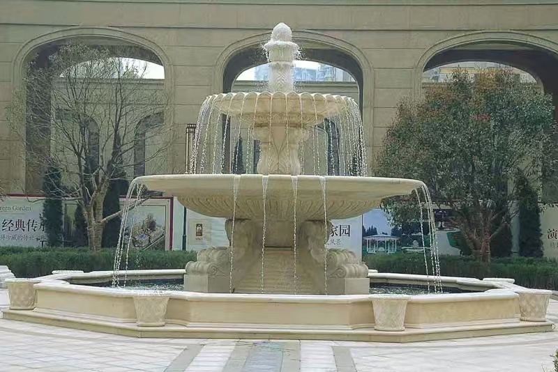 铁岭 黄金麻花岗岩异型加工——户外庭院石雕流水喷泉