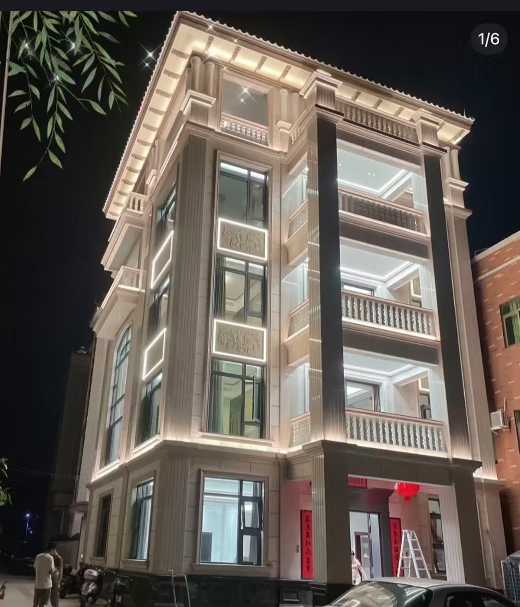 铁岭 芝麻白花岗岩别墅外墙夜间效果